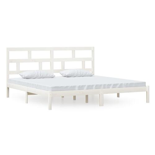 Sengeramme 200x200 cm massivt fyrretræ hvid