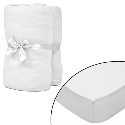 Tilpasset lagen til madras 2 stk. 140 x 200 - 160 x 200 cm bomuldsjersey hvid