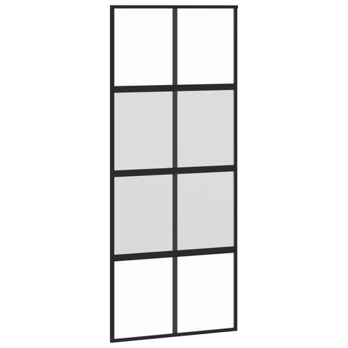 Skydedør 90x205 cm hærdet glas og aluminium sort