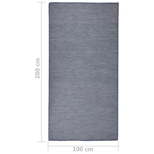 Fladvævet udendørstæppe 100x200 cm blå