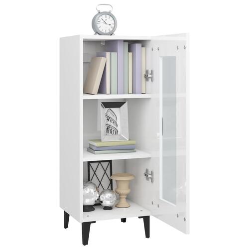 Skænk 34,5x34x90 cm konstrueret træ hvid højglans