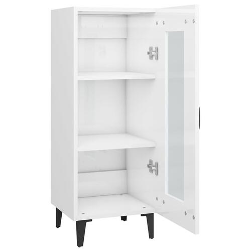 Skænk 34,5x34x90 cm konstrueret træ hvid højglans