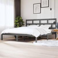 Sengeramme 200x200 cm massivt fyrretræ grå