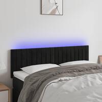 Sengegavl med LED-lys 144x5x78/88 cm fløjl sort