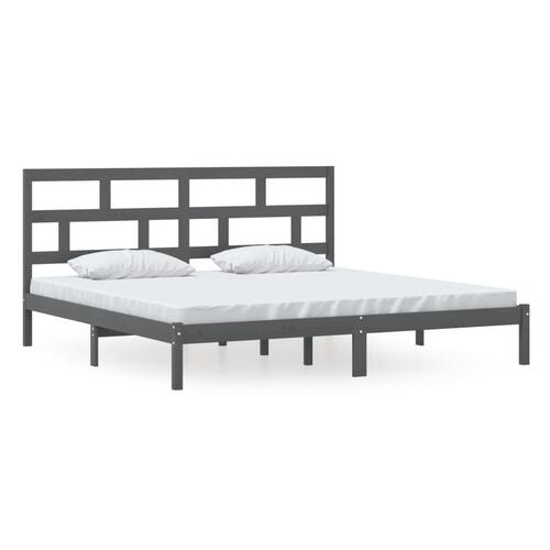 Sengeramme 200x200 cm massivt fyrretræ grå