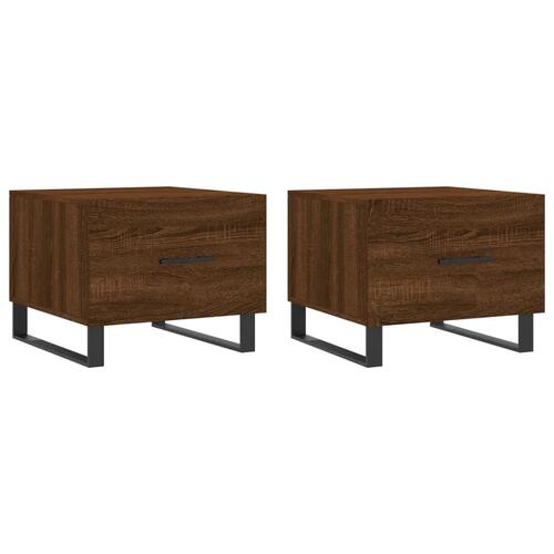 Sofaborde 2 stk. 50x50x40 cm konstrueret træ brun egetræsfarve