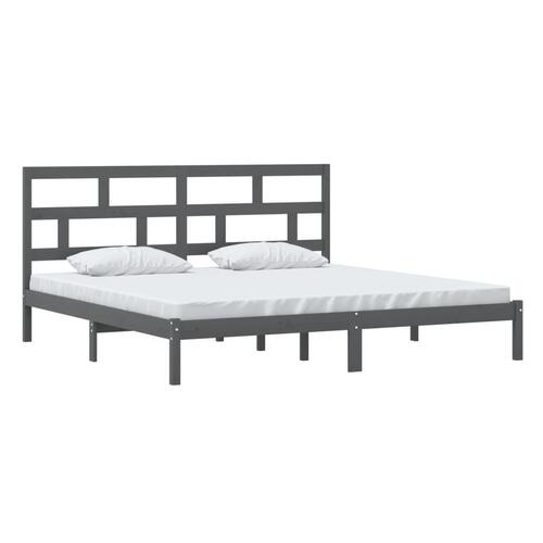 Sengeramme 200x200 cm massivt fyrretræ grå
