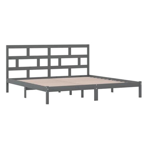 Sengeramme 200x200 cm massivt fyrretræ grå