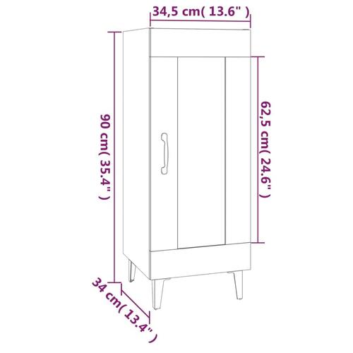 Skænk 34,5x34x90 cm konstrueret træ hvid højglans