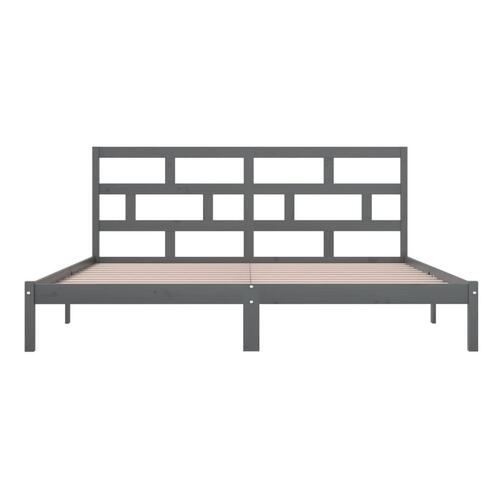Sengeramme 200x200 cm massivt fyrretræ grå