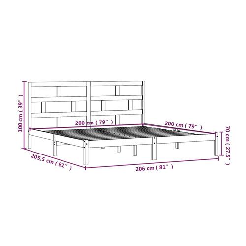 Sengeramme 200x200 cm massivt fyrretræ grå