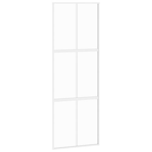 Skydedør 76x205 cm hærdet glas og aluminium hvid