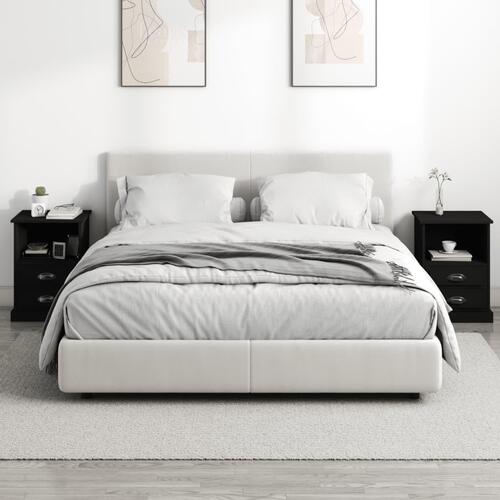 Sengeborde 2 stk. 43x36x60 cm sort
