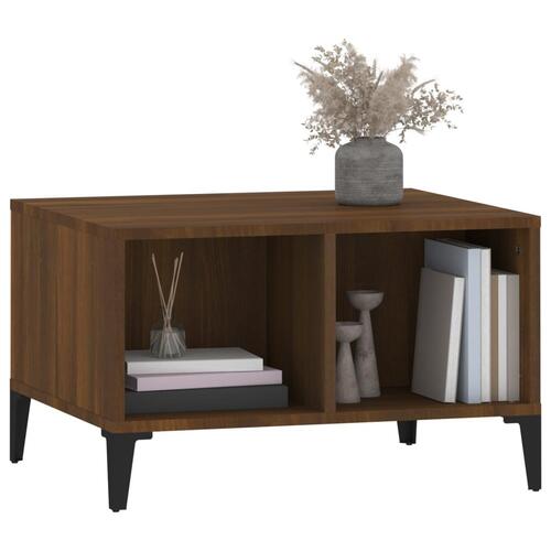 Sofabord 60x50x36,5 cm konstrueret træ brun egetræsfarve