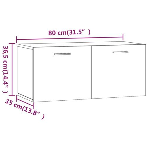 Vægskab 80x35x36,5 cm konstrueret træ hvid højglans