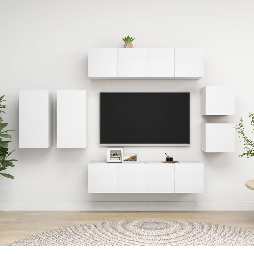 Tv-skabe 8 dele spånplade hvid