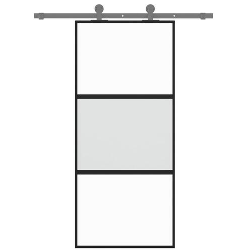 Skydedør 90x205 cm hærdet glas og aluminium sort