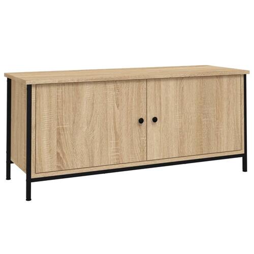 Tv-bord med låger 102x35x45 cm konstrueret træ sonoma-eg