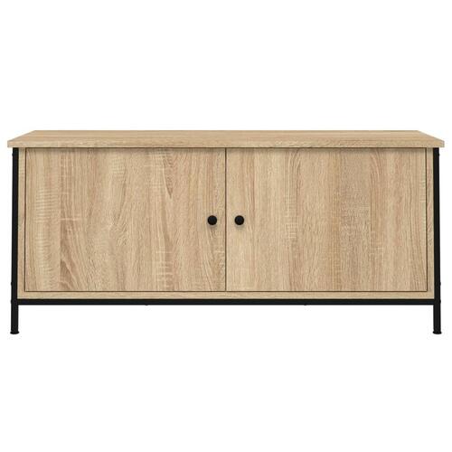 Tv-bord med låger 102x35x45 cm konstrueret træ sonoma-eg