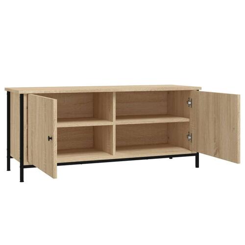Tv-bord med låger 102x35x45 cm konstrueret træ sonoma-eg