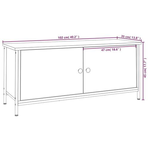 Tv-bord med låger 102x35x45 cm konstrueret træ sonoma-eg