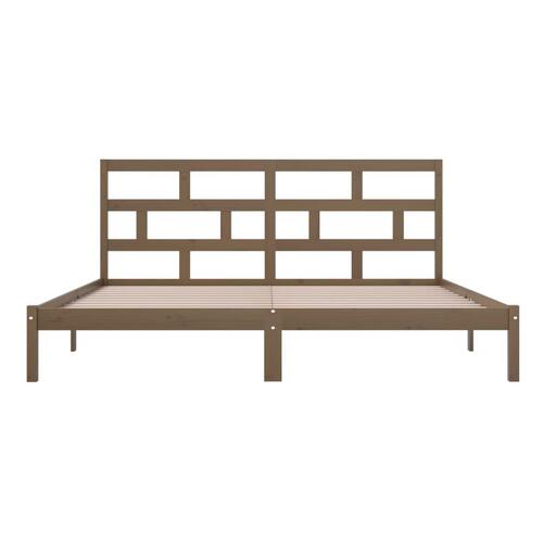 Sengeramme 200x200 cm massivt fyrretræ gyldenbrun