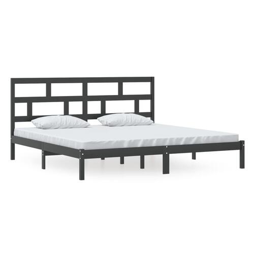 Sengeramme 200x200 cm massivt fyrretræ sort