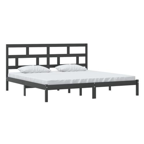 Sengeramme 200x200 cm massivt fyrretræ sort
