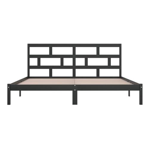 Sengeramme 200x200 cm massivt fyrretræ sort