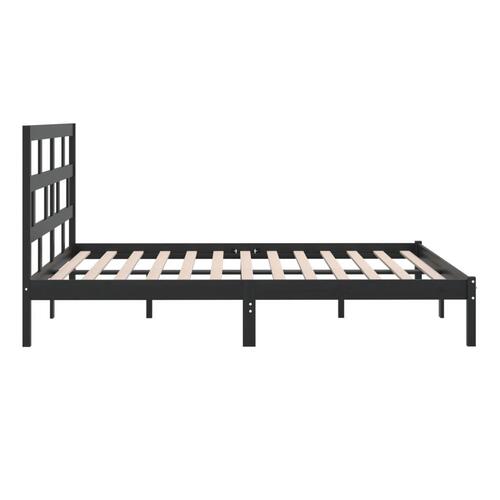 Sengeramme 200x200 cm massivt fyrretræ sort