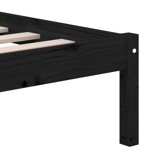 Sengeramme 200x200 cm massivt fyrretræ sort