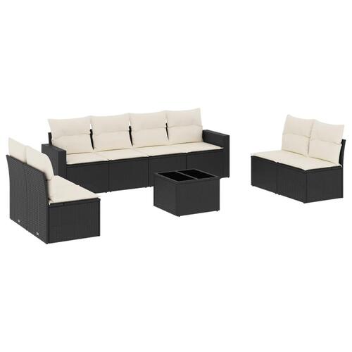 Sofasæt til haven 9 dele med hynder polyrattan sort