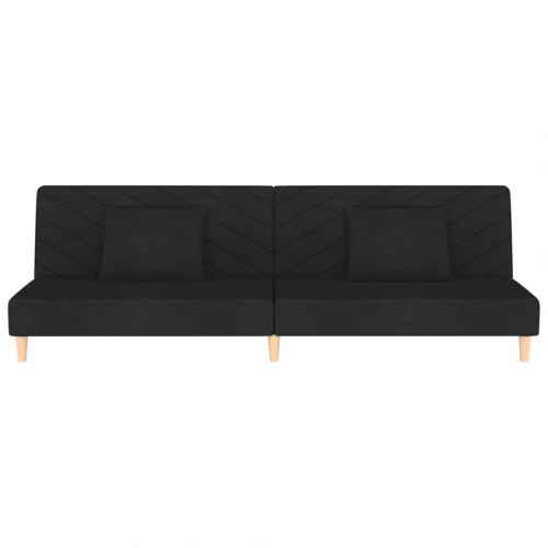 2-personers sovesofa med 2 puder stof sort