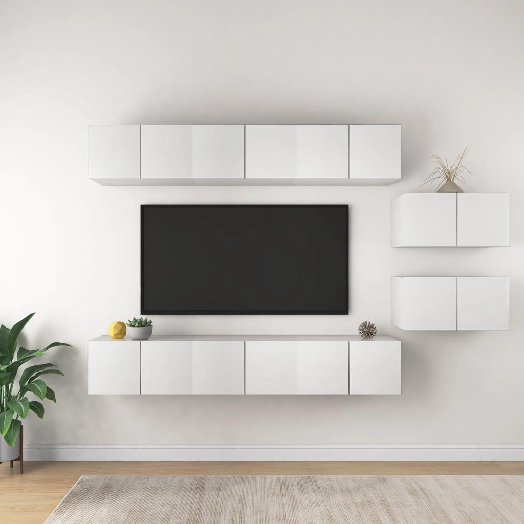 Tv-skabe 8 stk. konstrueret træ hvid