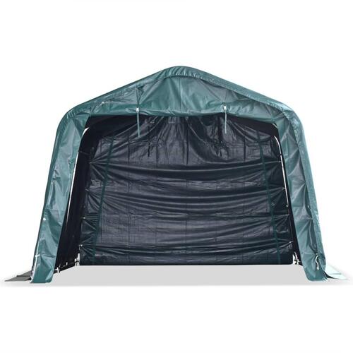 Flytteligt læskur til husdyr PVC 550 g/m² 3,3x3,2 m mørkegrøn