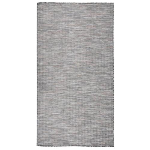 Fladvævet udendørstæppe 80x150 cm brun og blå