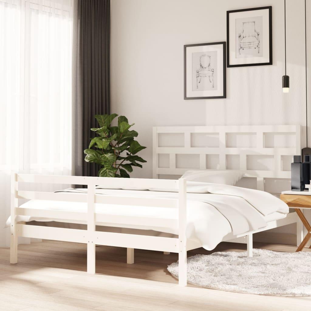 Sengeramme 150x200 cm King Size massivt fyrretræ hvid