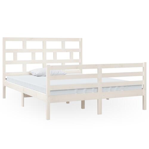 Sengeramme 150x200 cm King Size massivt fyrretræ hvid