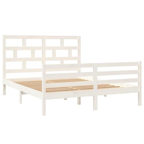 Sengeramme 150x200 cm King Size massivt fyrretræ hvid