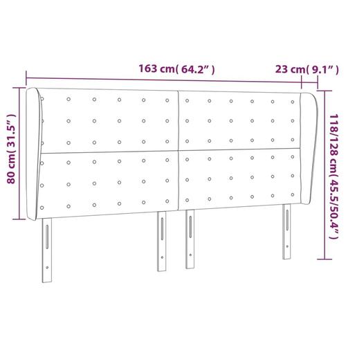 Sengegavl med kanter 163x23x118/128 cm stof cremefarvet