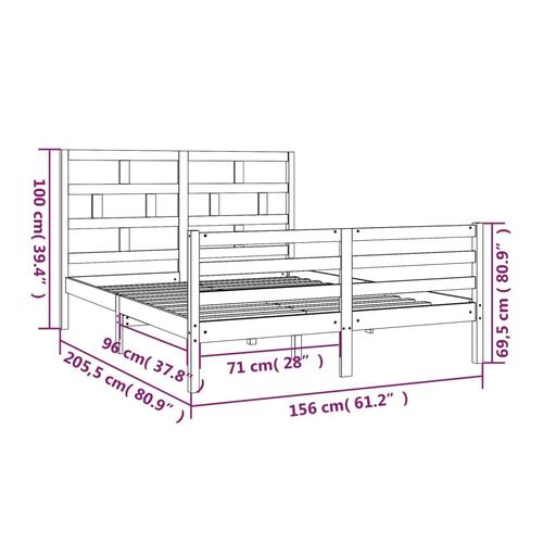 Sengeramme 150x200 cm King Size massivt fyrretræ hvid