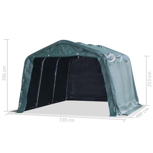Flytteligt læskur til husdyr PVC 550 g/m² 3,3x4,8 m mørkegrøn