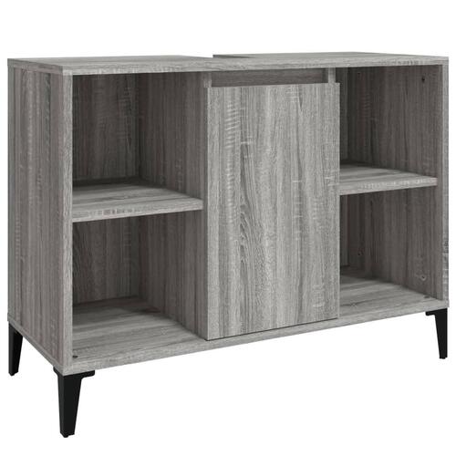 Skab til håndvask 80x33x60 cm konstrueret træ grå sonoma-eg