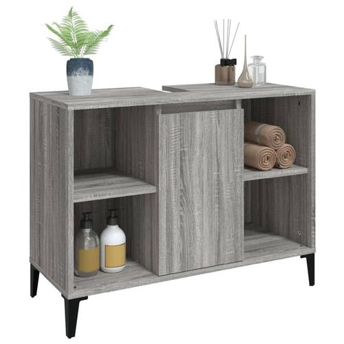 Skab til håndvask 80x33x60 cm konstrueret træ grå sonoma-eg