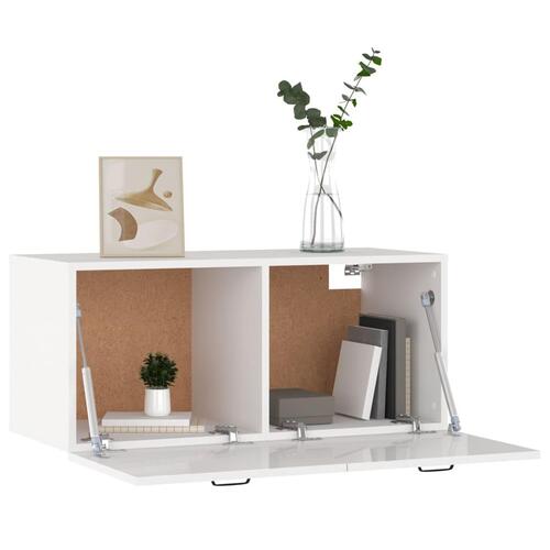Vægskab 80x36,5x35 cm konstrueret træ hvid højglans