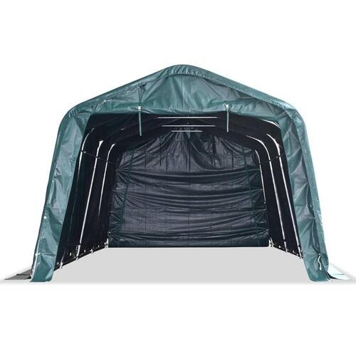 Flytteligt læskur til husdyr PVC 550 g/m² 3,3x6,4 m mørkegrøn