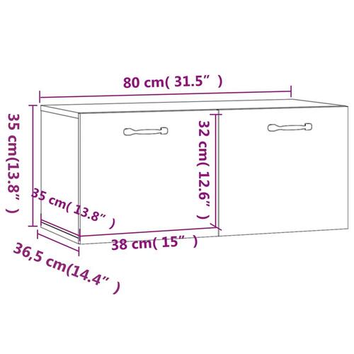Vægskab 80x36,5x35 cm konstrueret træ hvid højglans