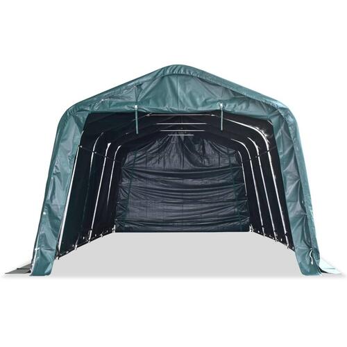 Flytteligt læskur til husdyr PVC 550 g/m² 3,3x8 m mørkegrøn