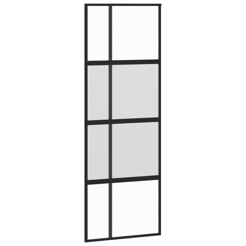 Skydedør 76x205 cm hærdet glas og aluminium sort