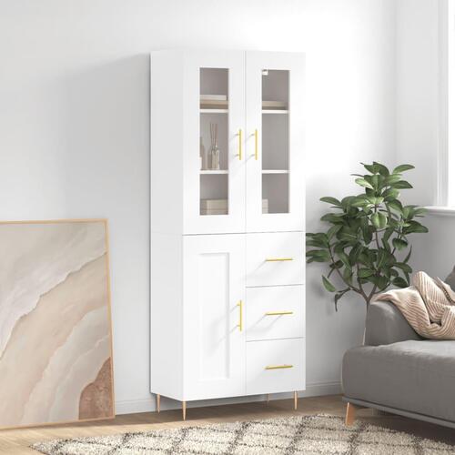 Højskab 69,5x34x180 cm konstrueret træ hvid